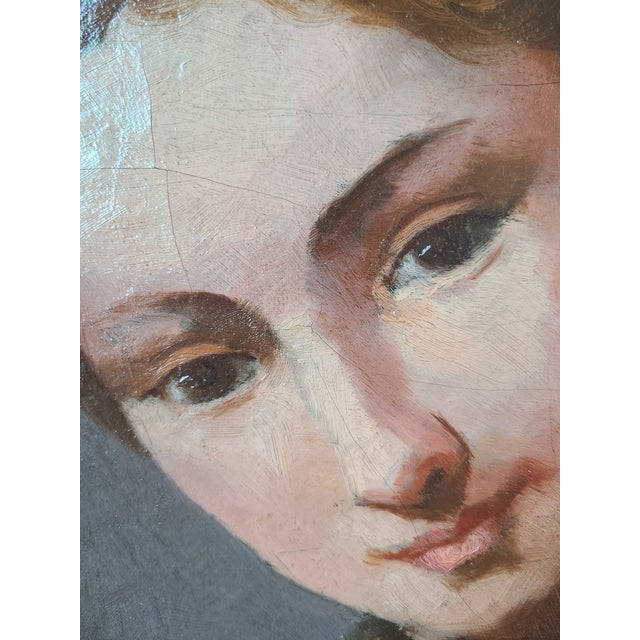 1930s Antique Mythological Oil Painting Portrait of a Goddess For Sale - Image 5 of 14