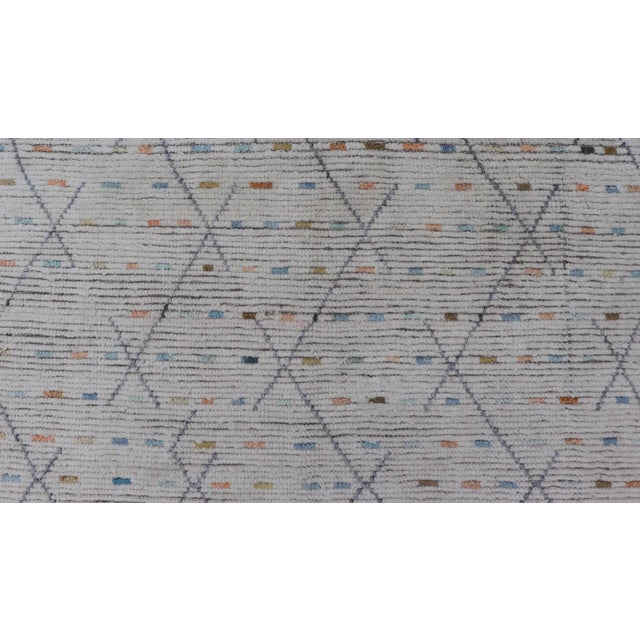 Textile Modern Tribal Rug in Wool With Sub-Geometric Design in Blue, Ivory, Multi Colors For Sale - Image 7 of 12