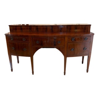 Large Antique George III Mahogany and Boxwood Strung Bow Fronted Sideboard, 1800 For Sale