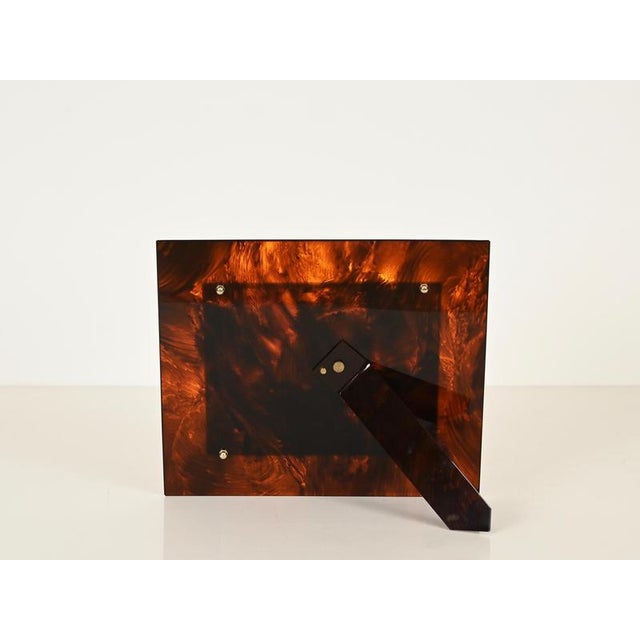 Large Photo Frame in Gilt Brass and Acrylic Tortoiseshell from Dior, Italy, 1970s For Sale - Image 12 of 14