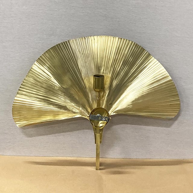 Polished Brass Wall Lamps, 1980s, Set of 2 For Sale - Image 3 of 6