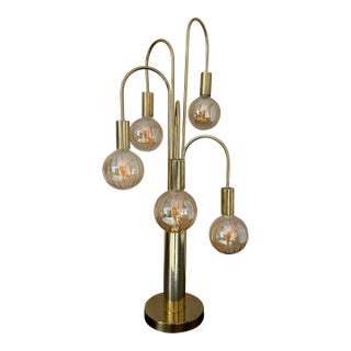 Late 20th Century Mid Century Modern Brass “Waterfall” Table Lamp After Robert Sonneman For Sale