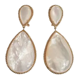 Christina Addison Mother-Of-Pearl Drop Earrings With Elegant Rope Twist Border - a Pair