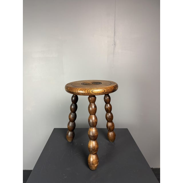Mid-Century Turned Wood Bobbin Stool in the style of Charles Dudouyt, France, 1950s For Sale - Image 10 of 15