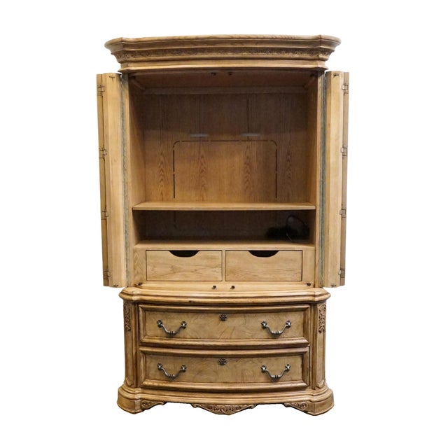American Drew Maple Old World Mediterranean 53" Media Cabinet Armoire 121-270 / 121-271 For Sale - Image 4 of 16