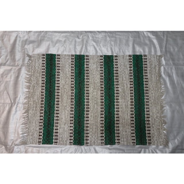 This is a hand made vinyl mid century Swedish rag rug found at an estate auction in Dalarna Sweden.