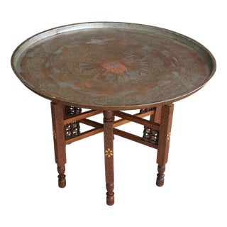 Hammer Engraved Copper Table Tray, 1930s For Sale
