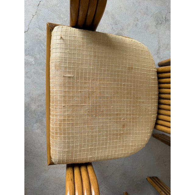 Vintage Boho Chic McGuire Style Sculptural Tall Back Rattan Arm Dining Chairs – Set of 4 For Sale - Image 12 of 12