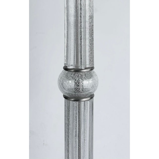 Glass 1980s Italian Seguso Silver-Infused Blown Murano Glass Floor Lamp With Fabric Shade For Sale - Image 7 of 10