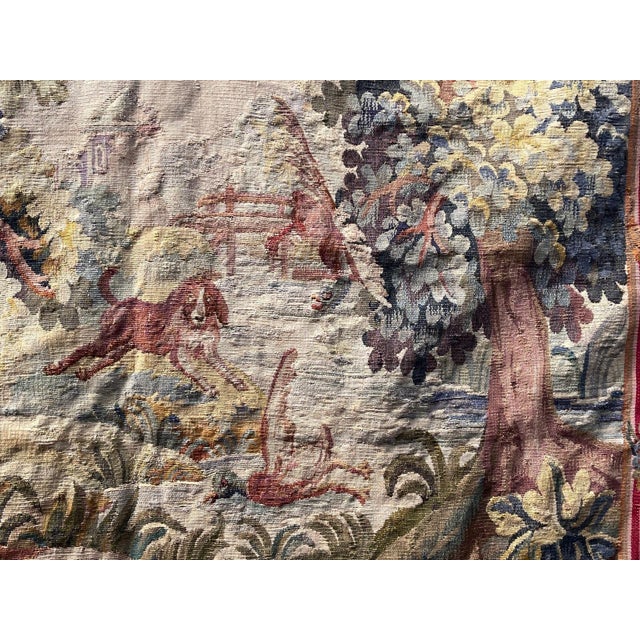 19th-Century French Tapestry With Dog and Duck Scene For Sale - Image 11 of 14