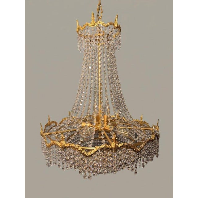 2000 - 2009 Large Vintage Empire Style French Cascading Chandelier For Sale - Image 5 of 7