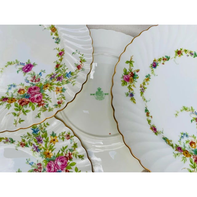 Bright Pink Minton Bone China 10" Dinner Plates - Lorraine Pattern, C. 1925 For Sale - Image 8 of 11