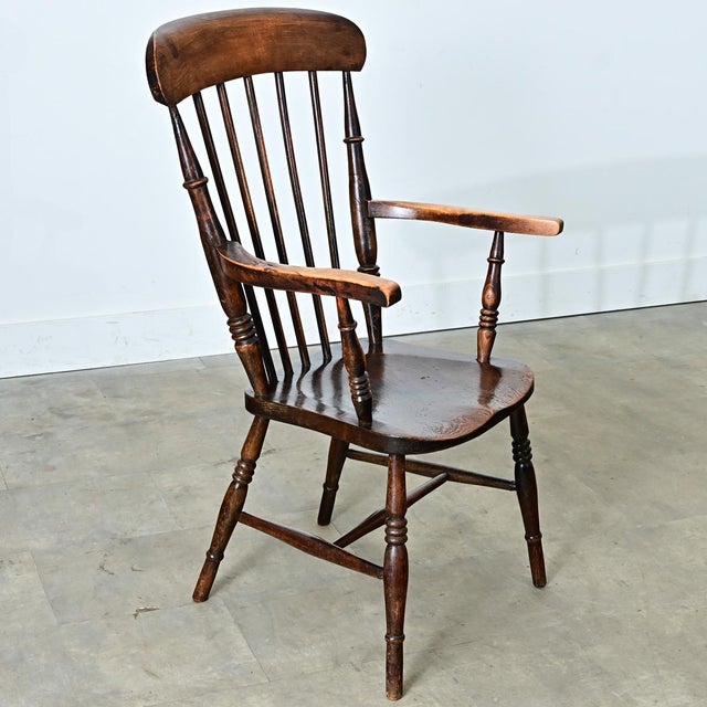 Early 19th Century English 19th Century Carved Elm Windsor Chair For Sale - Image 5 of 12