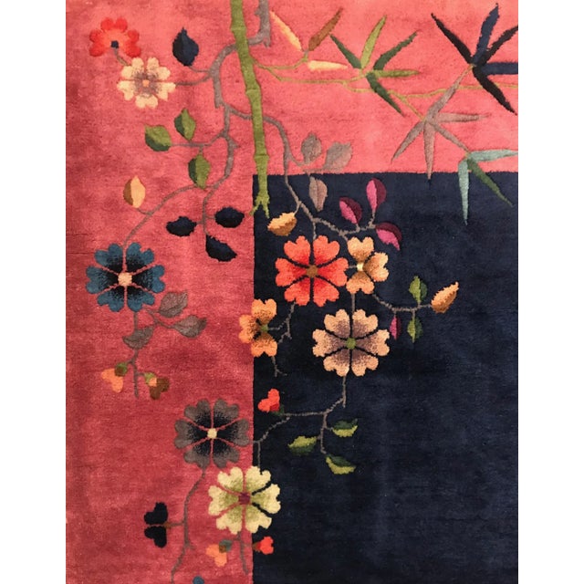 Antique Chinese Oriental Rug, in Room Size, W Open Field and Flowers For Sale - Image 9 of 9
