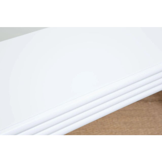 Wood Vintage White Lacquered Over Wood Rectangle Console and or Sofa Table 80's Restored For Sale - Image 7 of 11