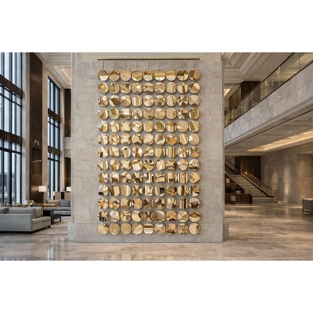 Hipsteria gold maxi modular wall mirror by gtg design couture dimensions: d 4 x w 147 x h 231 cm. Materials: stainless...