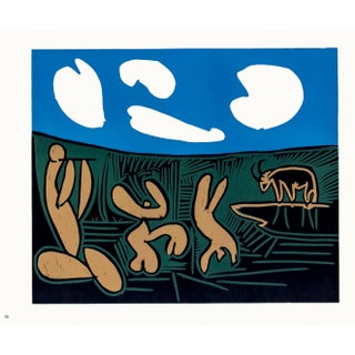 1962 Pablo Picasso Linocut Engraving "Bacchanal With Four Clouds" For Sale