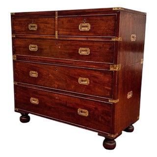 Victorian Campaign Chest in Wood For Sale