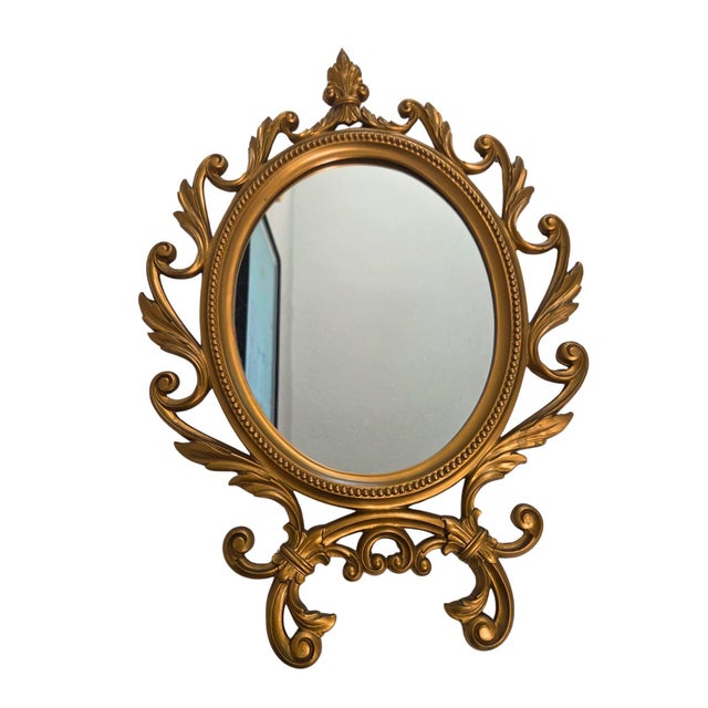 Hollywood Regency Vintage Syroco Hollywood Regency Gold Wall Mirror, Ornate Baroque Rococo Style Accent For Sale - Image 3 of 9