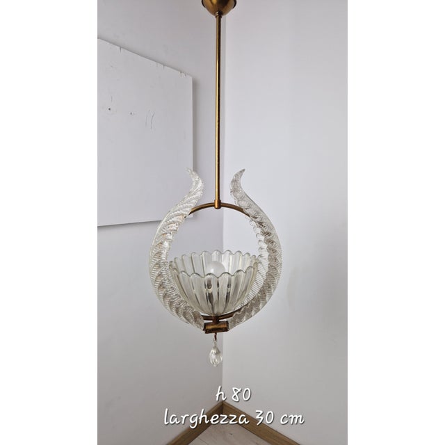 Chandelier in Brass and Clear Glass by Ercole Barovier for Barovier & Toso, 1960s For Sale - Image 16 of 18