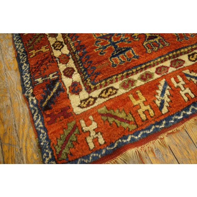 1880s Orange Green Medallion Antique Turkish Yuruk Rug 2'8" X 4'6" Handknotted Wool Carpet For Sale In New York - Image 6 of 6