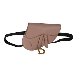 Pink Calfskin Saddle Belt Pouch