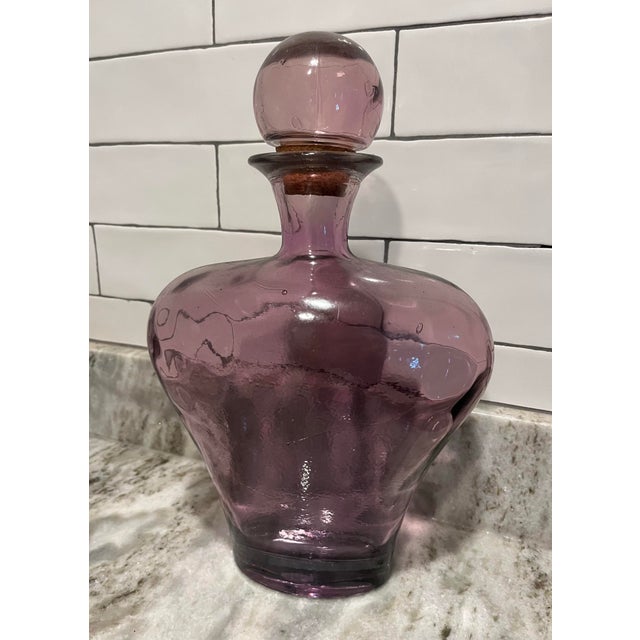 This is a GORGEOUS Vidrios San Miguel Spain Recycled Amethyst Art Glass 10"x14" Decanter. Purchased from a collector....