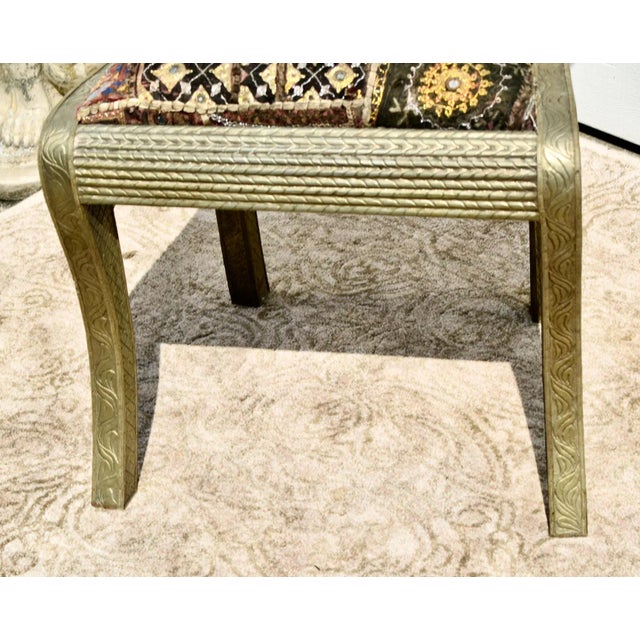 English Metal Clad Rams Head Side Chair Anglo Indian Regency Repousse Vintage For Sale - Image 3 of 12