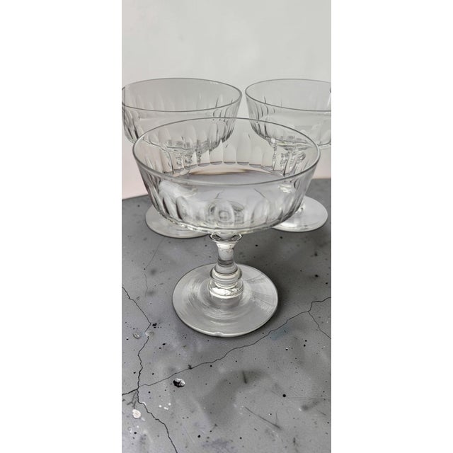 Vintage Crystal Champagne Glasses, 1950s, Set of 7 For Sale - Image 3 of 10