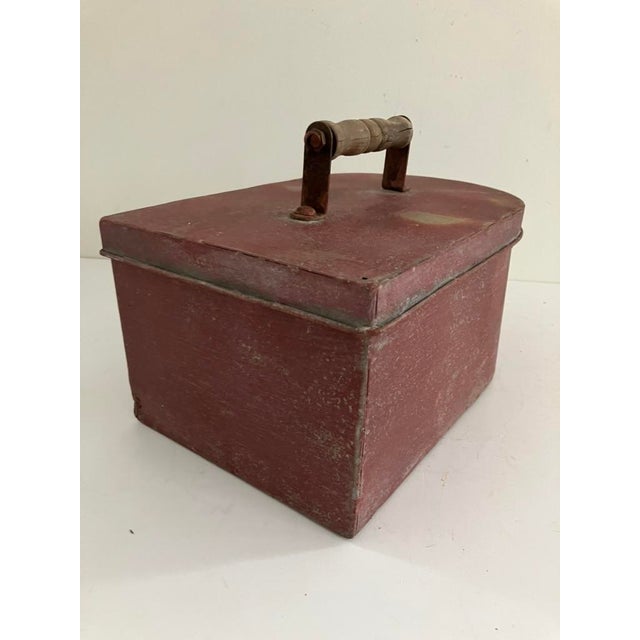 Vintage Red Metal Utility Can With Handle – Industrial Storage / Farmhouse Decor For Sale - Image 11 of 11