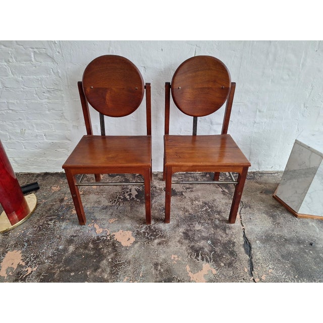 Brown Mid-Century Brutalist Teak and Steel Dining Chairs, Set of 6 For Sale - Image 8 of 18