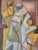 This is a colorful cubist abstract family portrait on masonite titled “Family Figures #3” by Ed Jaffe (1929-2023) Line...