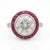 Vintage Platinum 3.17cts Old European Cut Diamond and 1.19cts Ruby Halo Ring, Size 6.5 For Sale - Image 11 of 12