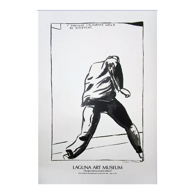 1990s "I Thought California Would Be Different" Raymond Pettibon Laguna Art Silkscreen Musuem Print For Sale