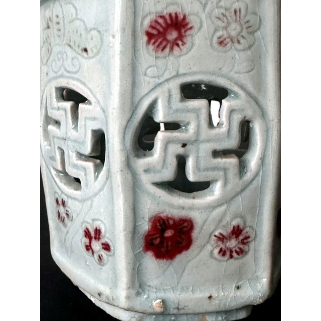 A Korean porcelain brush holder in hexagon form from the end of Joseon dynasty circa late 19th century. Cherished by the...