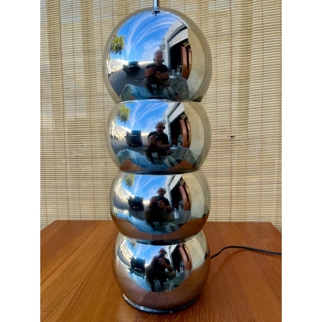 Mid Century Modern Chrome Stacked Ball Table Lamp in the Kovacs's Style. Circa 1970s For Sale - Image 15 of 15