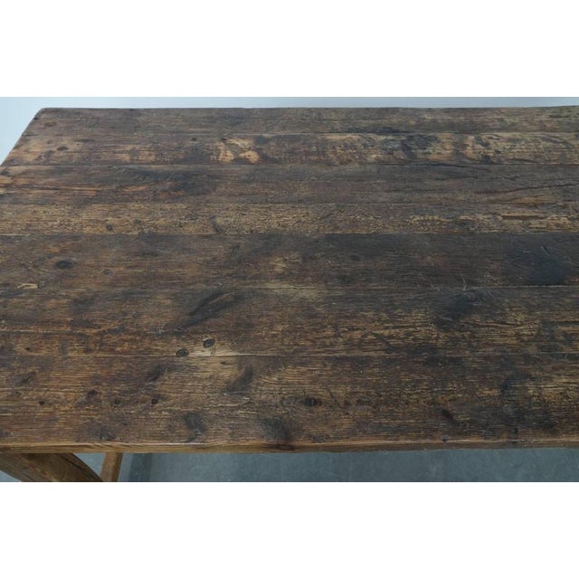 Brown Large Antique Farm Dining Table in Pine For Sale - Image 8 of 18