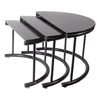 Set of Postmodern 1980s Black Semi-Circle Nesting Tables For Sale