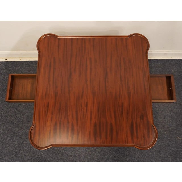 Maitland Smith Solid Mahogany Traditional Chippendale Style 32" Square Game Table W. Drink Coasters 1692/06038 For Sale - Image 9 of 12