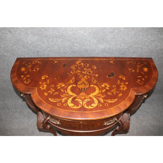 2010s Pair of Inlaid Walnut Edwardian Style Consoles by John Richard With Parrots For Sale - Image 5 of 12