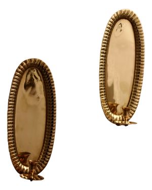 Mid-Century Swedish Oval Brass Sconces, Set of 2