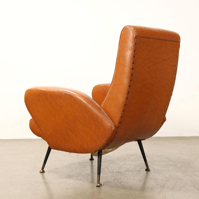 Small Vintage Chair in Leatherette and Metal Brass, 1950s For Sale - Image 11 of 12