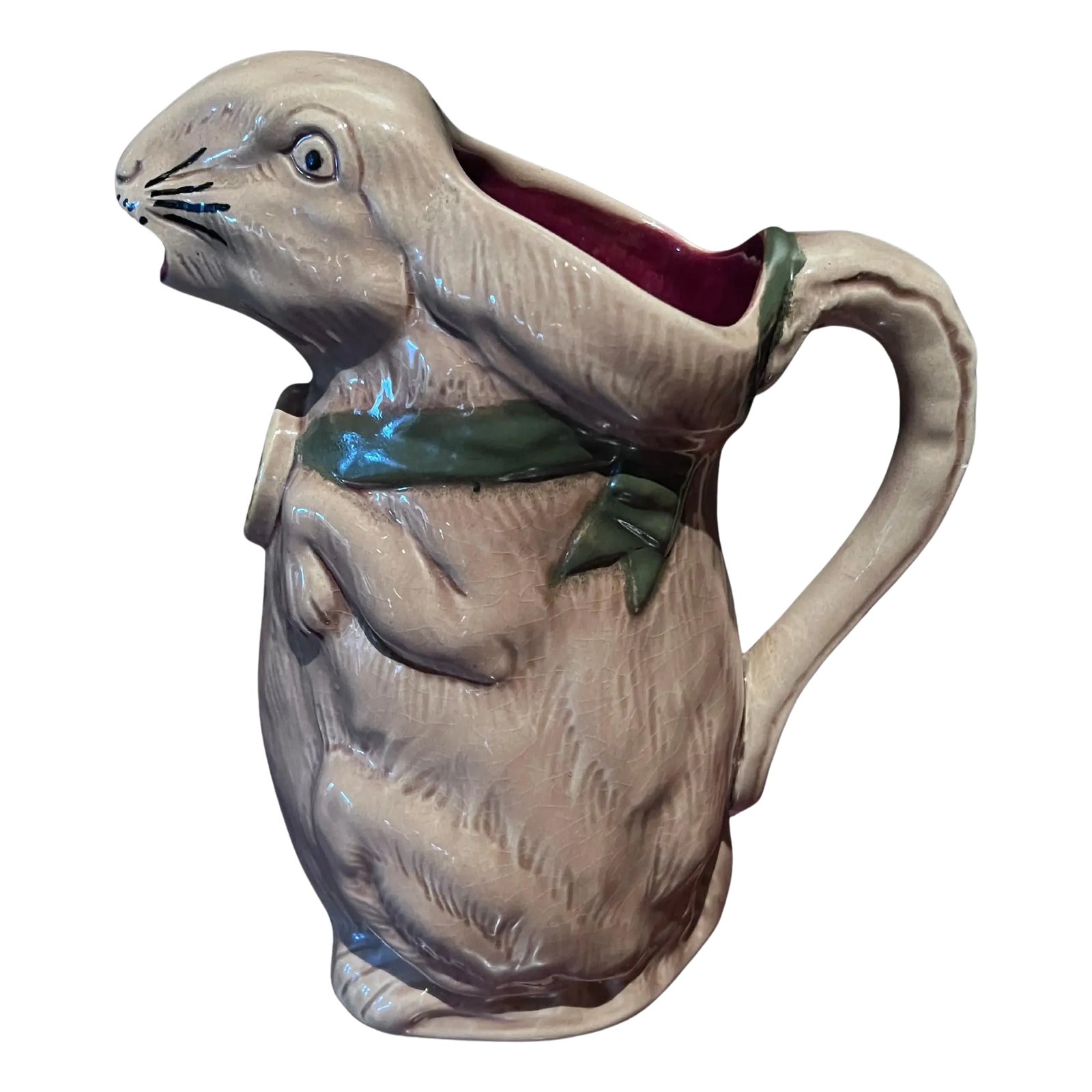 French Majolica Rabbit Pitcher Made for the Int'l Exhibition in Paris ...