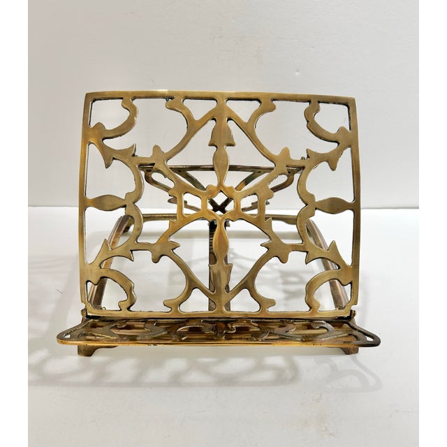 Vintage Ornate Brass Folding Book Stand For Sale - Image 12 of 12