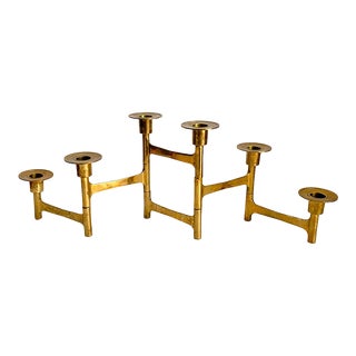 Mid Century Modern 1960s Articulated Brass Candle Holder For Sale