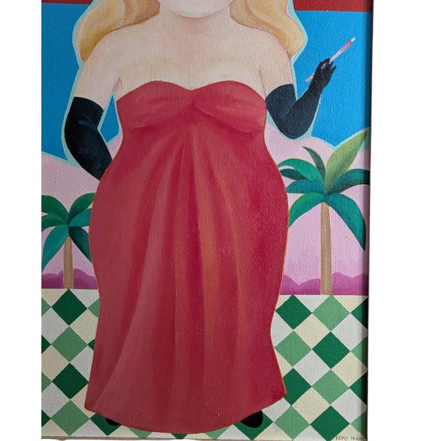 Contemporary Framed Original Acrylic on Canvas by Keiko Noda Cantor, (Japanese 20th Century) Dated 1982 For Sale - Image 3 of 4