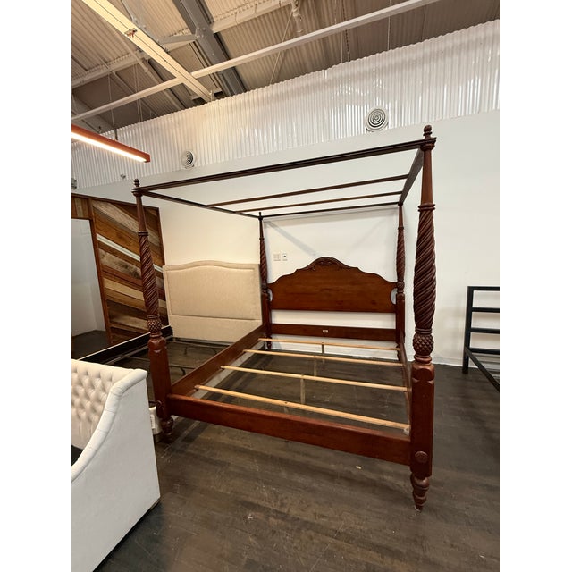 Eastern King Size Ethan Allen British Classics Montego Canopy Bed Frame For Sale - Image 10 of 12