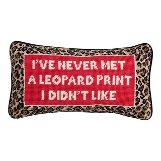Furbish Leopard Print Needlepoint Pillow For Sale