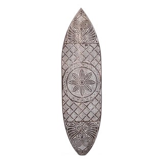 Hand-Carved Mahogany Surfboard Wall Decor For Sale