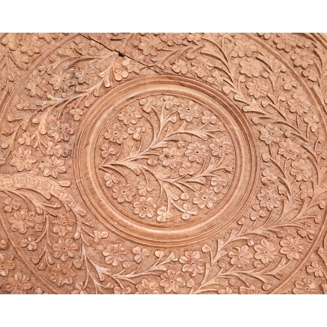 Moorish Style Carved Teak Inlaid Round Tabouret Drink Table For Sale In Sacramento - Image 6 of 15